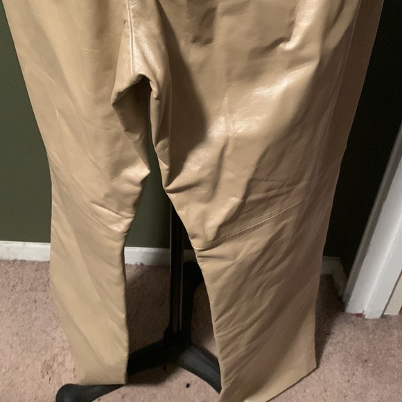 BNWOT 100% Leather fully lined Leather Pants, Size 14, beige color, no pockets. - Picture 11 of 16